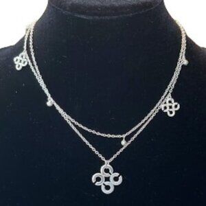 Coach VINTAGE Sterling Silver Signature C Logo Double Strand Necklace - EUC